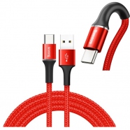 Cable de datos Cable USB duradero de nylon trenzado / USB-C con luz LED 2A Rojo 2M