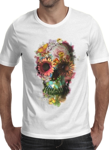 negro- Skull Flowers Gardening para Camisetas hombre