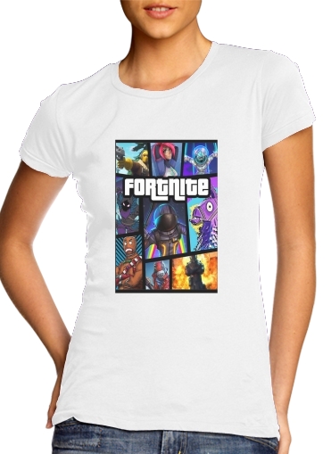  Fortnite - Battle Royale Art Feat GTA para Camiseta Mujer