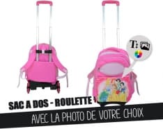 Mochila rosa para niños con carrito para personalizar