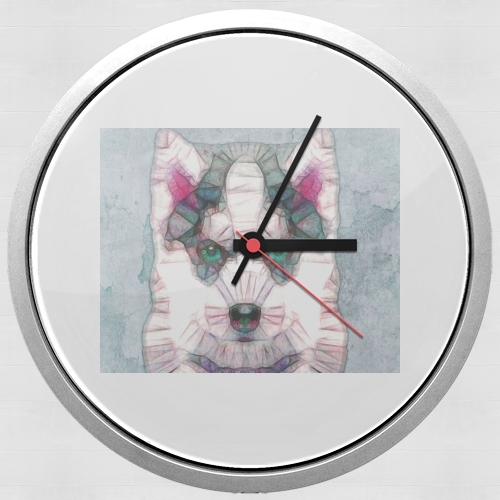  abstract husky puppy para Reloj de pared