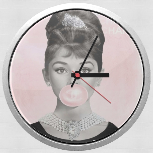  Audrey Hepburn bubblegum para Reloj de pared
