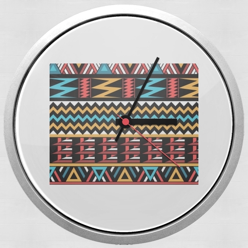  aztec pattern red Tribal para Reloj de pared