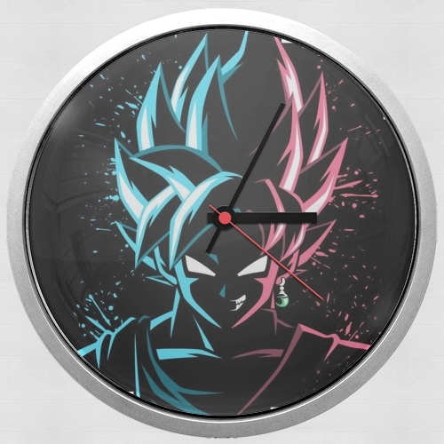  Black Goku Face Art Blue and pink hair para Reloj de pared