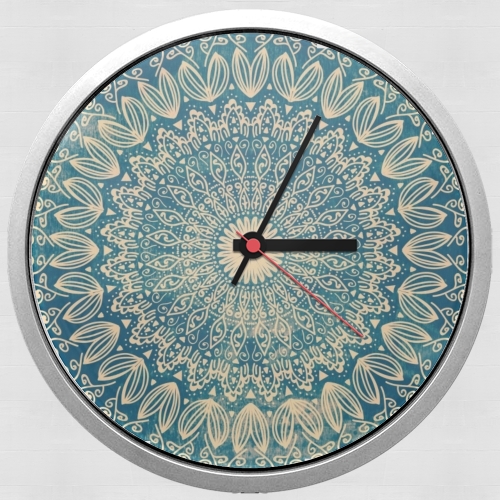  Blue Organic boho mandala para Reloj de pared