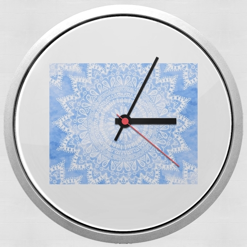  Bohemian Flower Mandala in Blue para Reloj de pared
