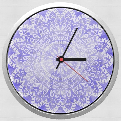  Bohemian Flower Mandala in purple para Reloj de pared