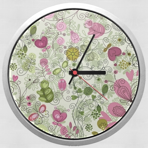  doodle flowers para Reloj de pared