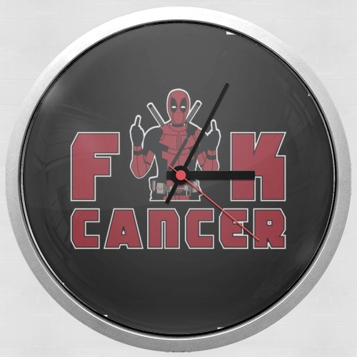  Fuck Cancer With Deadpool para Reloj de pared