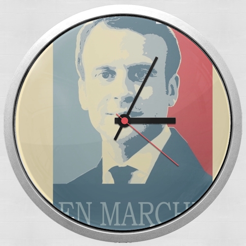  Macron Propaganda En marche la France para Reloj de pared