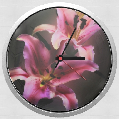  Painting Pink Stargazer Lily para Reloj de pared