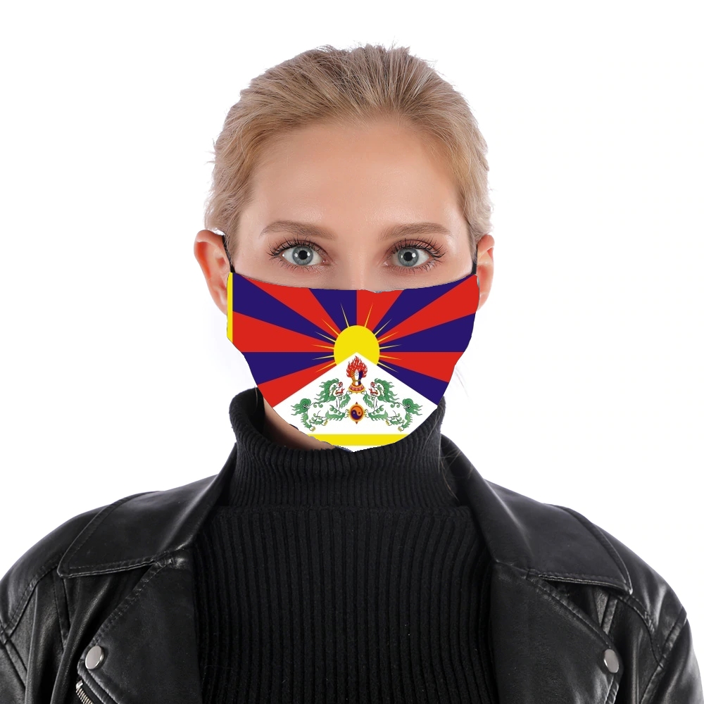  Flag Of Tibet para Mascarilla para nariz y boca