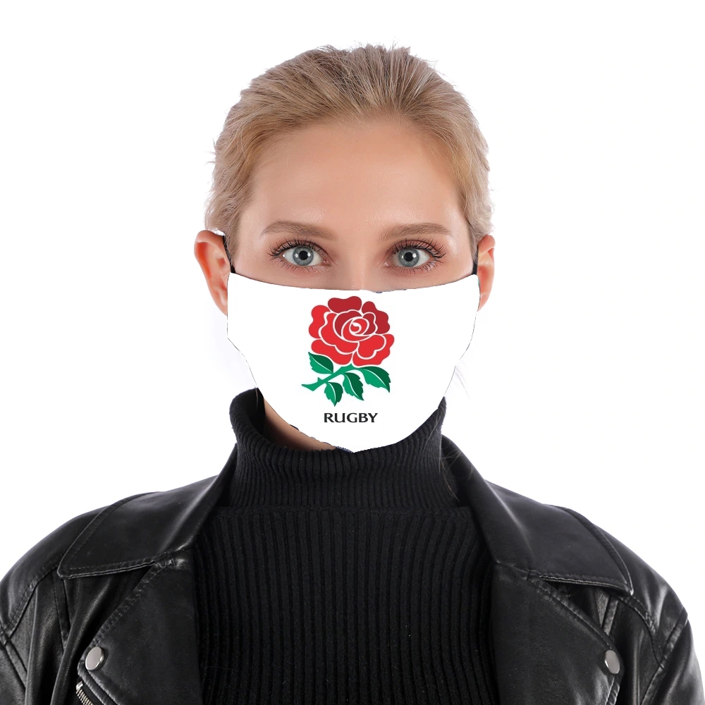  Rose Flower Rugby England para Mascarilla para nariz y boca