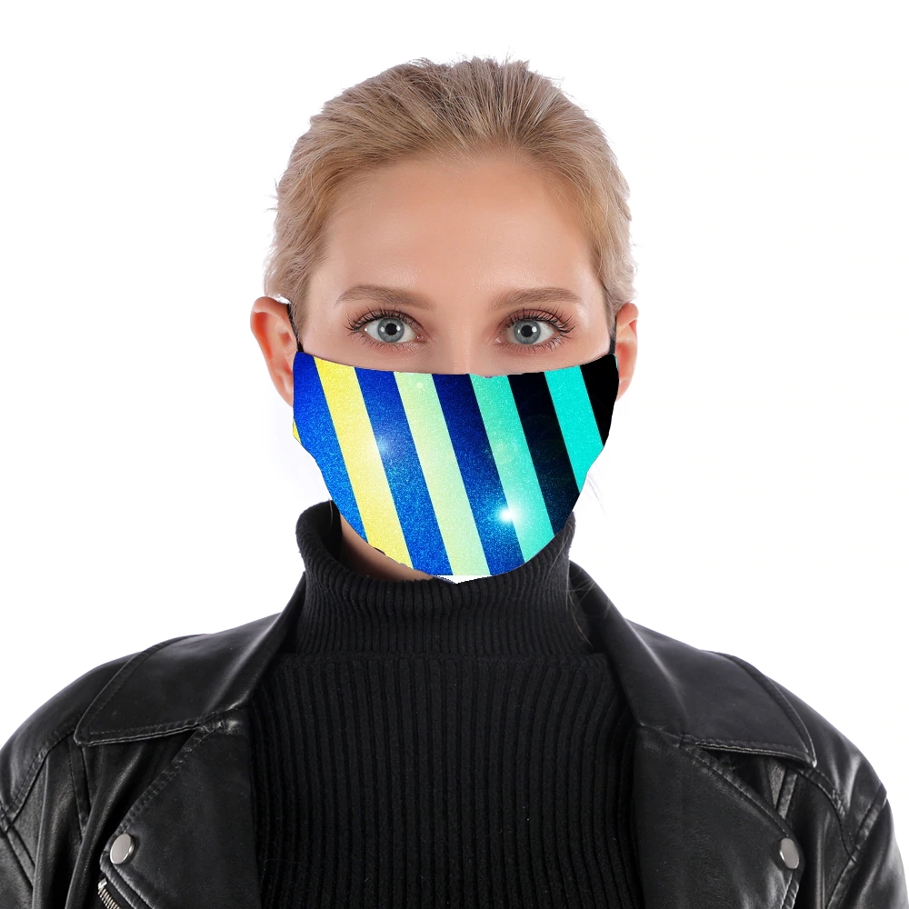  Striped Colorful Glitter para Mascarilla para nariz y boca