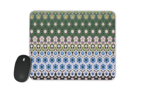  Abstract ethnic floral stripe pattern white blue green para alfombrillas raton