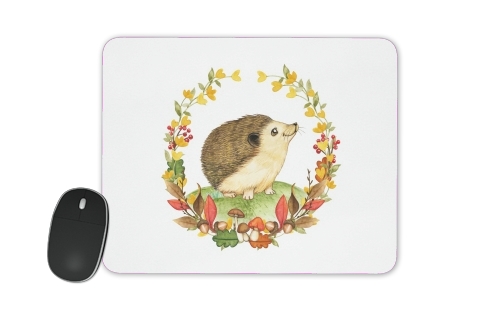  watercolor hedgehog in a fall woodland wreath para alfombrillas raton