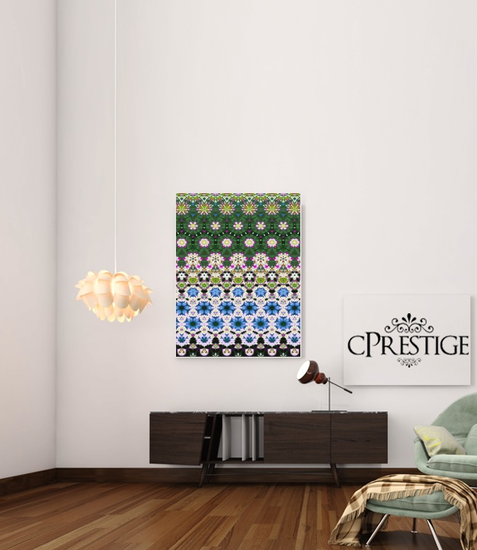  Abstract ethnic floral stripe pattern white blue green para Poster adhesivas 30 * 40 cm
