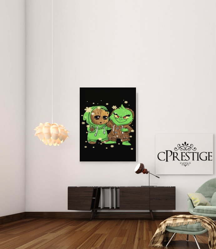  Baby Groot and Grinch Christmas para Poster adhesivas 30 * 40 cm