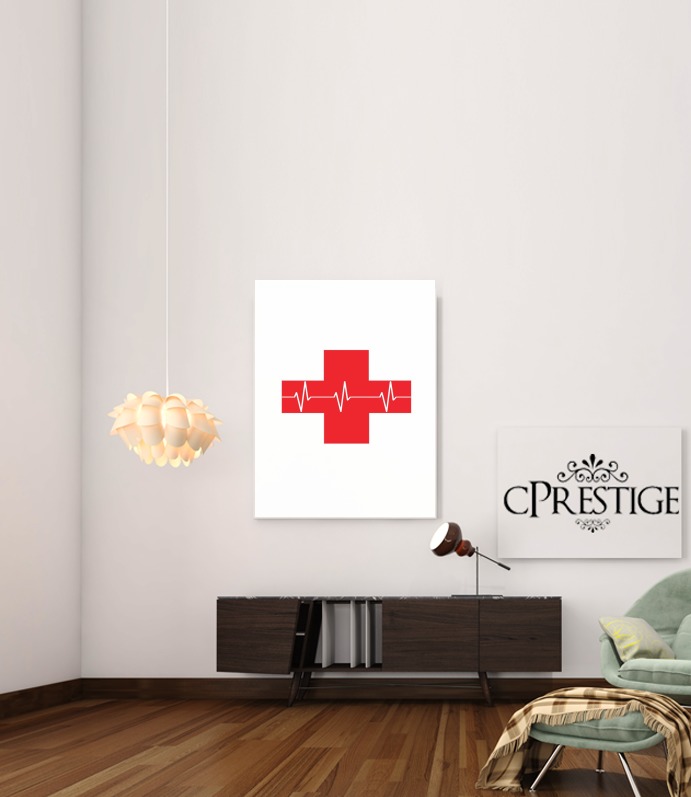  Croix de secourisme EKG Heartbeat para Poster adhesivas 30 * 40 cm