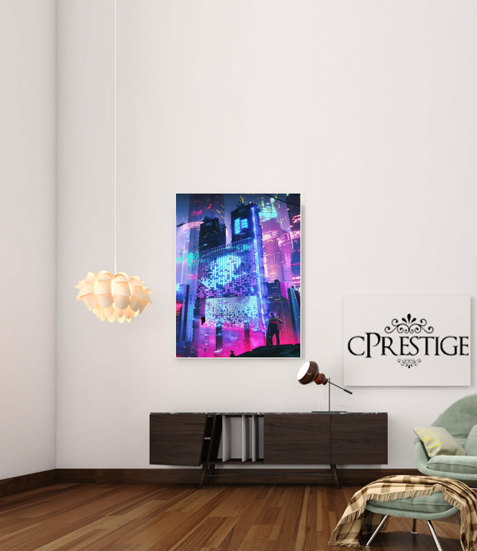  Cyberpunk city night art para Poster adhesivas 30 * 40 cm