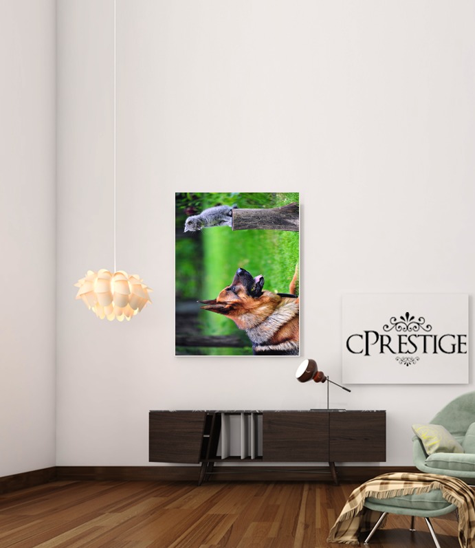 German shepherd with cat para Poster adhesivas 30 * 40 cm