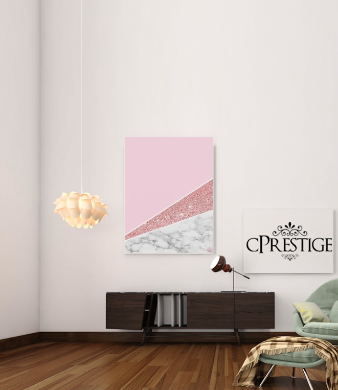  Initiale Marble and Glitter Pink para Poster adhesivas 30 * 40 cm