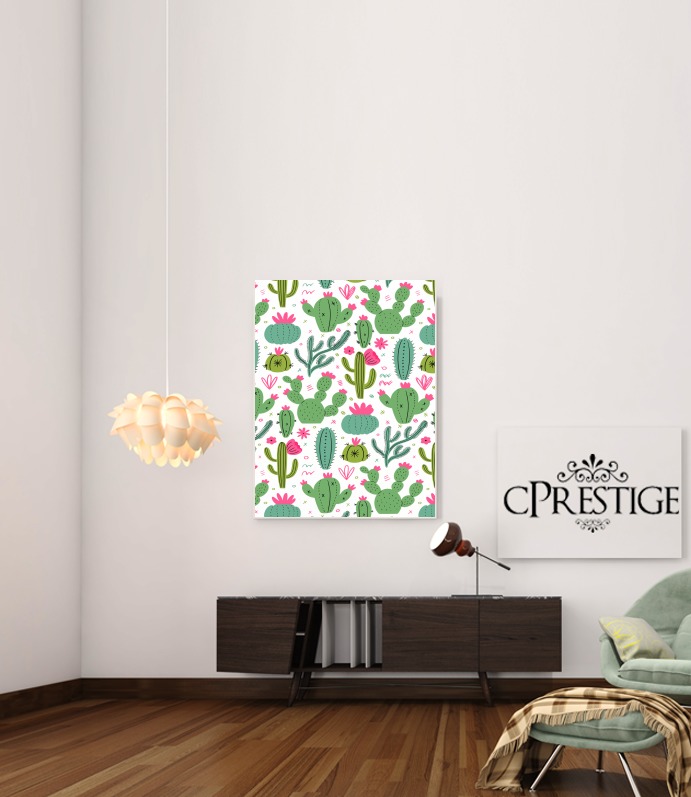  Minimalist pattern with cactus plants para Poster adhesivas 30 * 40 cm