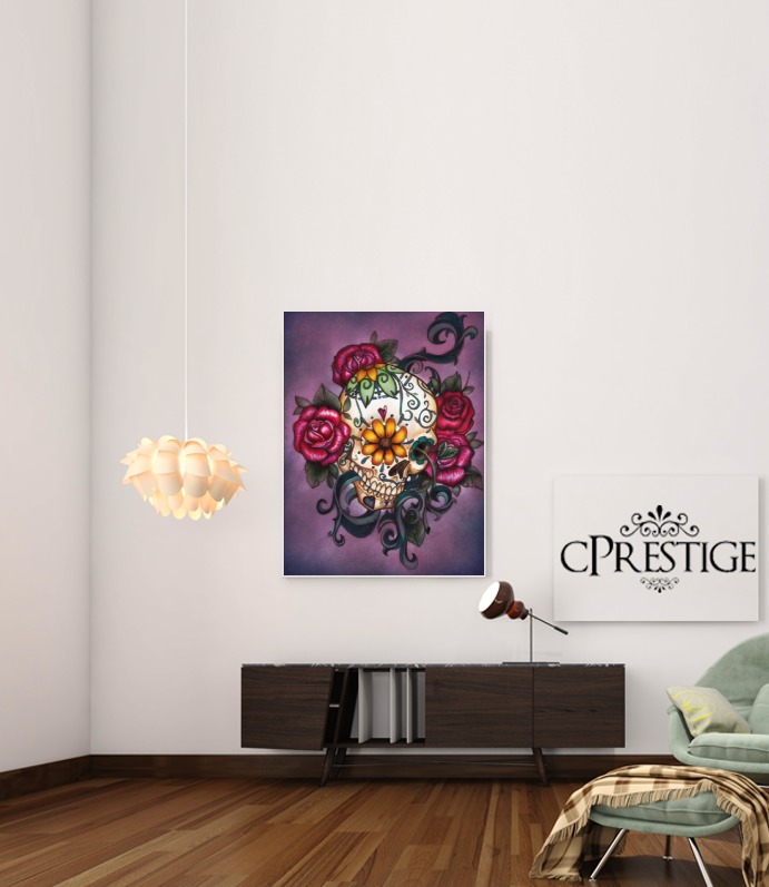  Skull flowers - púrpura para Poster adhesivas 30 * 40 cm