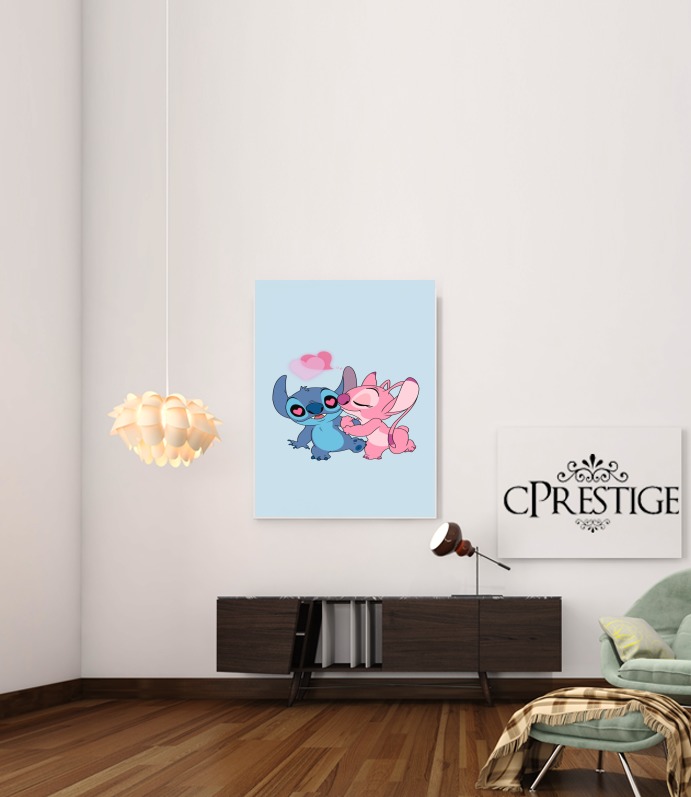  Stitch Angel Love Heart pink para Poster adhesivas 30 * 40 cm