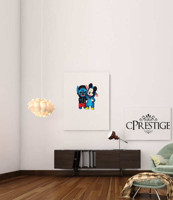  Stitch x The mouse para Poster adhesivas 30 * 40 cm
