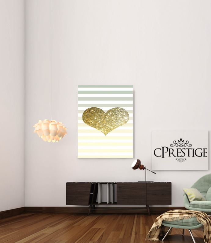  Sunny Gold Glitter Heart para Poster adhesivas 30 * 40 cm