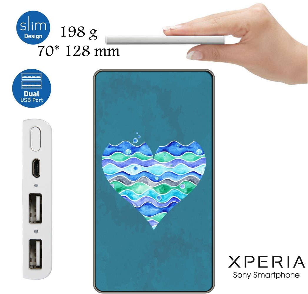  A Sea of Love (blue) para batería de reserva externa portable 1000mAh Micro USB