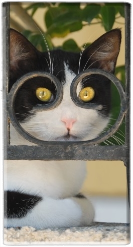  Cat with spectacles frame, she looks through a wrought iron fence para batería de reserva externa 7000 mah Micro USB