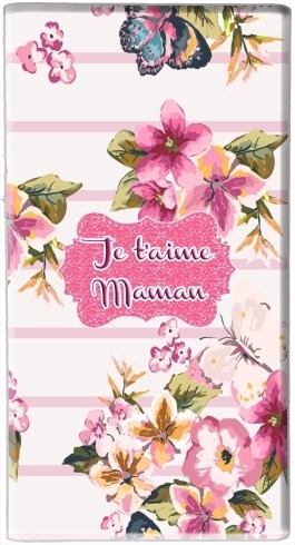  Pink floral Marinière - Je t'aime Maman para batería de reserva externa portable 1000mAh Micro USB