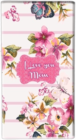  Pink floral Marinière - Love You Mom para batería de reserva externa 7000 mah Micro USB