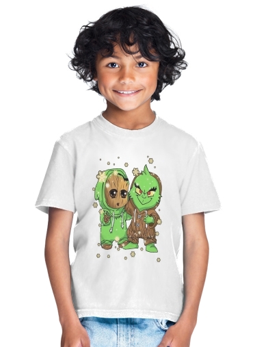  Baby Groot and Grinch Christmas para Camiseta de los niños
