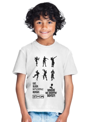  Battle Royal FN Eat Sleap Repeat Dance para Camiseta de los niños