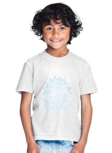  Bohemian Flower Mandala in Blue para Camiseta de los niños