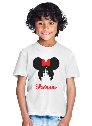  castle Minnie Face with custom name para Camiseta de los niños