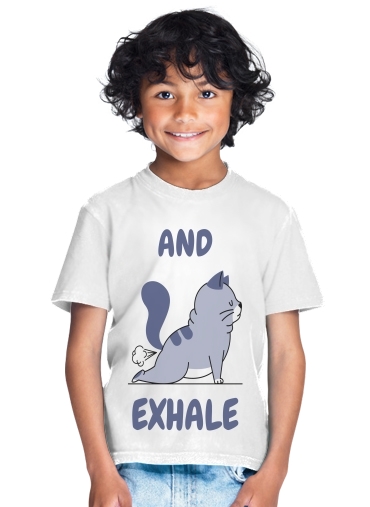  Cat Yoga Exhale para Camiseta de los niños