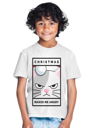  Christmas makes me Angry cat para Camiseta de los niños