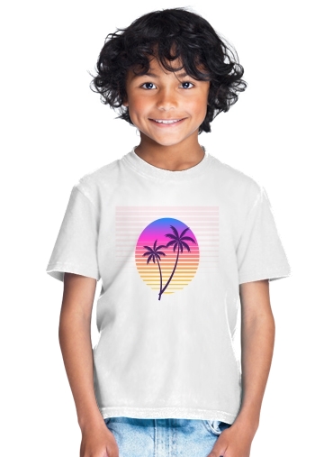  Classic retro 80s style tropical sunset para Camiseta de los niños