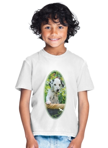  Perrito dálmata en una cesta para Camiseta de los niños