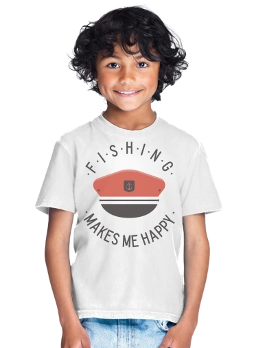  Fishing makes me happy para Camiseta de los niños