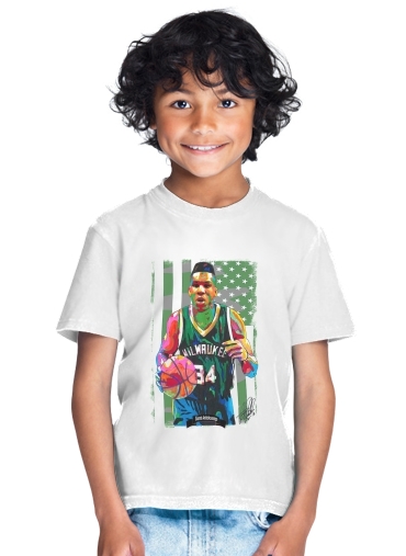  Giannis Antetokounmpo grec Freak Bucks basket-ball para Camiseta de los niños
