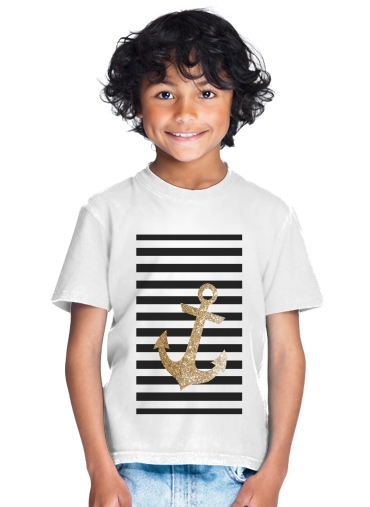  gold glitter anchor in black para Camiseta de los niños