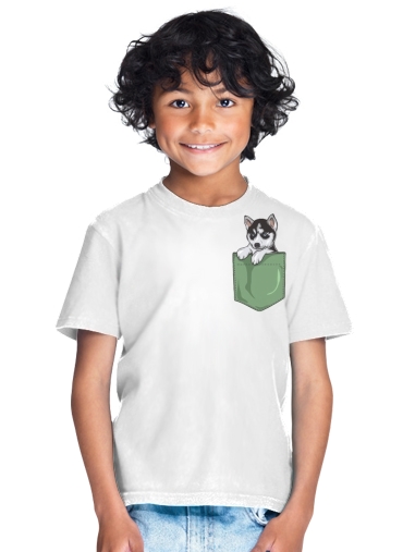  Husky Dog in the pocket para Camiseta de los niños