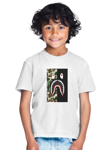  Shark Bape Camo Military Bicolor para Camiseta de los niños
