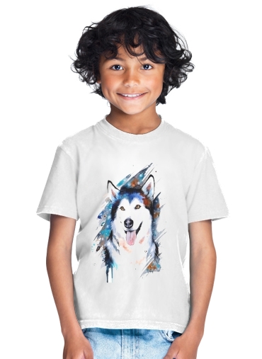   siberian husky watercolor para Camiseta de los niños