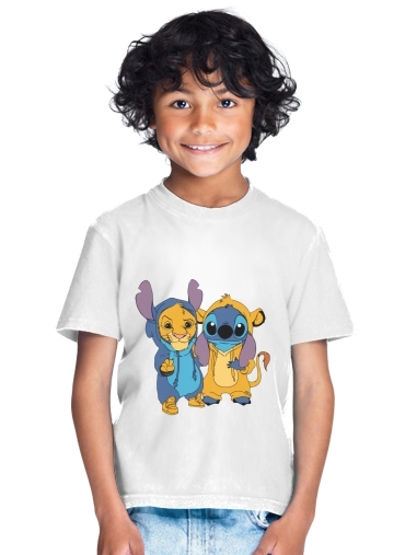  Simba X Stitch best friends para Camiseta de los niños